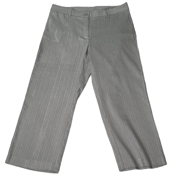J. Jill Linen Stretch Dress Pants Womens Size 10P Wide Leg Grey Silver Stripes - Picture 3 of 16
